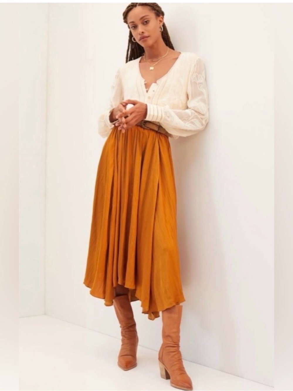 Anthropologie Sleek A-Line Skirt in Copper  XXS elastic waistband